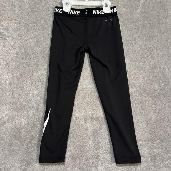Nike Leggings Girls Medium 6 Black Dri-FIT Training Athletic Pants Swoosh New - Picture 4 of 4